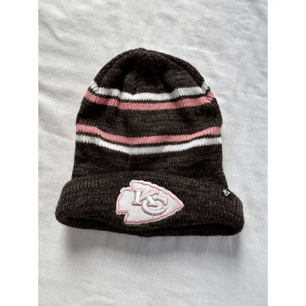 Women's Kansas City Chiefs NFL '47 Beanie/Hat Pink/White/Black Football, Warm